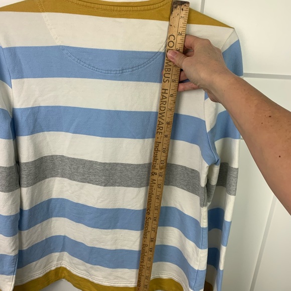 JOULES Henley Button Top Size 10 M White Blue Preppy Nautical Academia Long - Picture 5 of 6